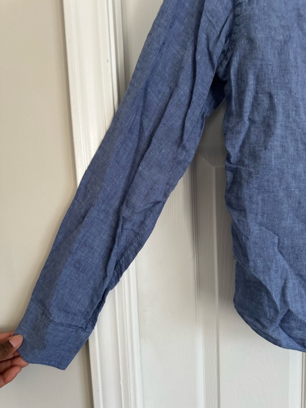 Untuckit Shirt Mens Sz M Blue 100% Linen Wrinkle Resistant Button Down Slim Fit - Picture 2 of 10
